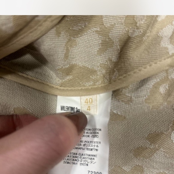VALENTINO ROMA Jacquard Floral Belted Blazer in Cream Tan Woman's 40/4 - Picture 7 of 8
